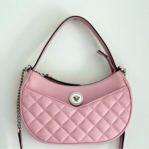 Versace La Medusa Half Moon Hobo Shoulder Crossbody Bag Pink Leather. $1,325